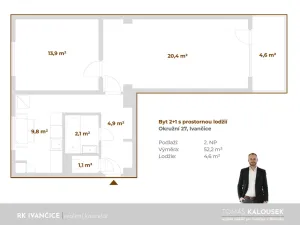 Pronájem bytu 2+1, Ivančice, Okružní, 52 m2
