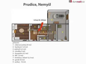 Prodej rodinného domu, Nemyšl - Prudice, 222 m2