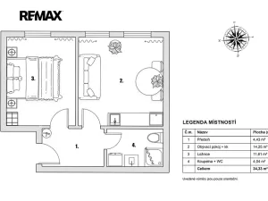 Pronájem bytu 2+kk, Praha - Nové Město, Legerova, 34 m2