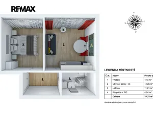 Pronájem bytu 2+kk, Praha - Nové Město, Legerova, 34 m2