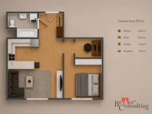 Prodej bytu 2+kk, Praha - Kamýk, Snopkova, 37 m2