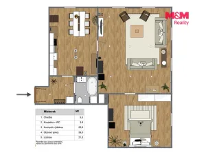 Prodej bytu 2+1, Všemyslice - Neznašov, 70 m2