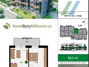 Prodej bytu 2+kk, Milovice, 54 m2