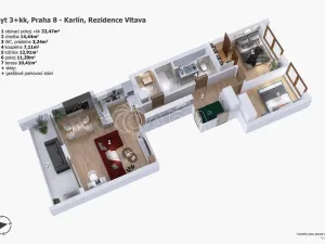 Prodej bytu 3+kk, Praha - Karlín, Za Karlínským přístavem, 88 m2