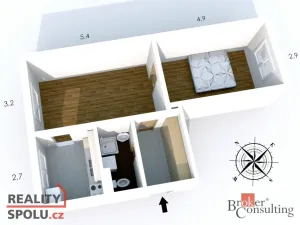 Pronájem bytu 2+1, Opava - Město, Masarykova třída, 49 m2