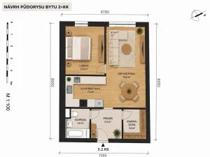 Prodej bytu 2+kk, Praha - Libeň, Březenská, 49 m2