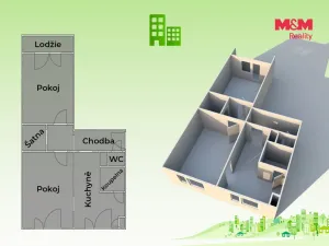 Prodej bytu 2+1, Valašské Meziříčí, Zdeňka Fibicha, 56 m2
