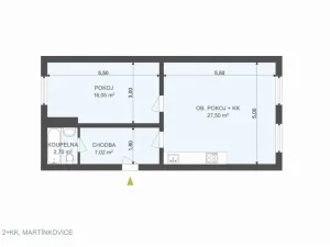Prodej bytu 2+kk, Martínkovice, 56 m2