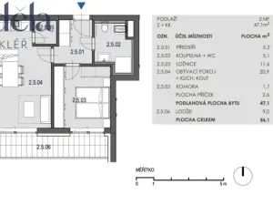 Pronájem bytu 2+kk, Brno, Hvězdová, 47 m2