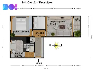 Prodej bytu 2+1, Prostějov, Okružní, 51 m2