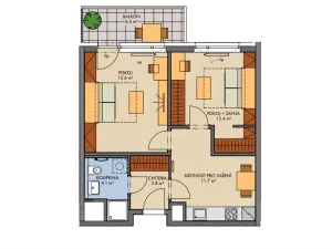 Prodej bytu 2+1, Praha - Hlubočepy, Gollové, 51 m2