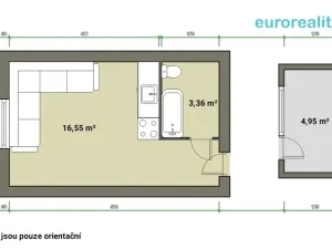 Prodej bytu 1+kk, Nové Sedlo, Sadová, 20 m2