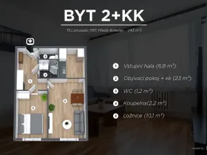 Prodej bytu 2+kk, Mladá Boleslav, 17. listopadu, 42 m2