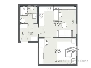 Pronájem bytu 2+kk, Praha - Nusle, U křížku, 36 m2