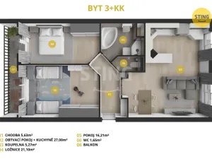 Prodej bytu 3+kk, Pardubice, Palackého třída, 71 m2