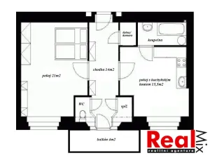 Pronájem bytu 2+kk, Brno - Veveří, Sušilova, 56 m2