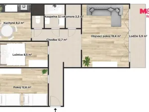 Pronájem bytu 3+1, Praha - Letňany, Rýmařovská, 68 m2