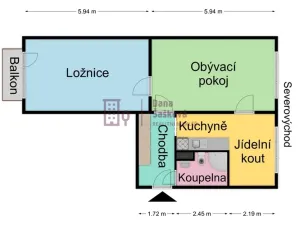 Pronájem bytu 2+1, Jindřichův Hradec - Jindřichův Hradec III, sídliště Vajgar, 65 m2