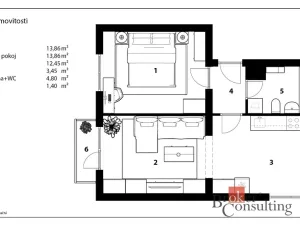 Pronájem bytu 2+1, Chvaletice, Smetanova, 52 m2