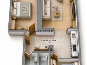 Prodej bytu 2+1, Kladno, Unhošťská, 51 m2
