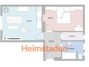 Pronájem bytu 2+kk, Ostrava - Kunčičky, Vratimovská, 47 m2