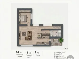Pronájem bytu 2+kk, Modřice, Bobravská, 64 m2