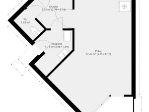 Pronájem bytu 1+kk, Brno, Bělohorská, 38 m2