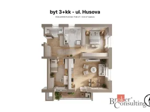 Prodej bytu 3+kk, Hronov, Husova, 71 m2