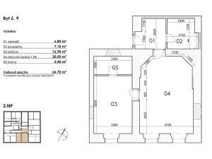Prodej bytu 2+kk, Postupice, Blanická, 67 m2