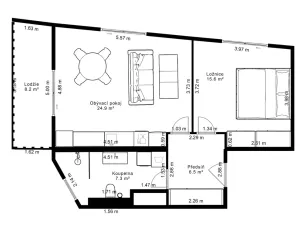 Pronájem bytu 2+kk, Ostrava - Moravská Ostrava, F. X. Riepla, 54 m2