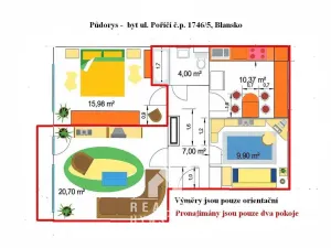 Pronájem bytu 2+1, Blansko, Poříčí, 52 m2