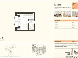 Pronájem bytu 1+kk, Brno, Provazníkova, 27 m2