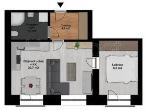 Pronájem bytu 2+kk, Milovice - Mladá, Višňová, 39 m2
