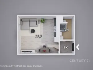 Prodej bytu 1+kk, Ústí nad Labem, Obvodová, 32 m2
