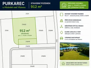Prodej pozemku pro bydlení, Hluboká nad Vltavou, 912 m2