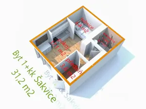Prodej bytu 1+kk, Šakvice, Hlavní, 31 m2