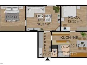 Prodej bytu 3+1, Písek - Budějovické Předměstí, třída Přátelství, 61 m2