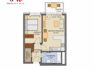 Pronájem bytu 2+kk, Praha, Pod Harfou, 49 m2