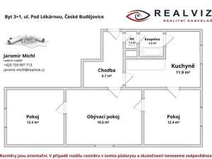 Prodej bytu 3+1, České Budějovice, Pod Lékárnou, 65 m2