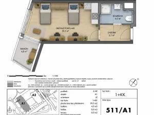 Pronájem bytu 1+kk, Praha - Střížkov, Lovosická, 29 m2