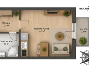 Prodej bytu 1+kk, Praha, Zakšínská, 30 m2