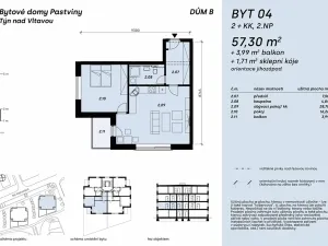 Prodej bytu 2+kk, Týn nad Vltavou, Na pastvinách, 56 m2