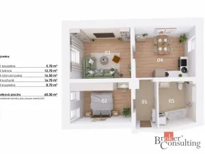 Prodej bytu 3+kk, Jablonec nad Nisou - Vrkoslavice, Pod Petřínem, 60 m2