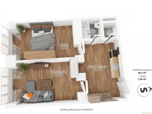 Prodej bytu 2+kk, Praha - Vysočany, Novovysočanská, 48 m2