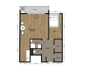 Pronájem bytu 2+kk, Brno, Oderská, 67 m2