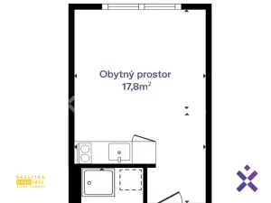 Prodej bytu 1+kk, Zlín, třída Tomáše Bati, 22 m2