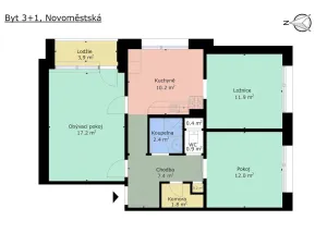 Prodej bytu 3+1, Brno - Řečkovice, Novoměstská, 70 m2