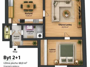 Pronájem bytu 2+1, Sulejovice, Kaplířova, 59 m2