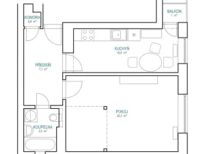 Prodej bytu 1+1, Brno - Zábrdovice, Příční, 42 m2