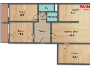 Prodej bytu 4+1, Praha - Podolí, Pujmanové, 78 m2